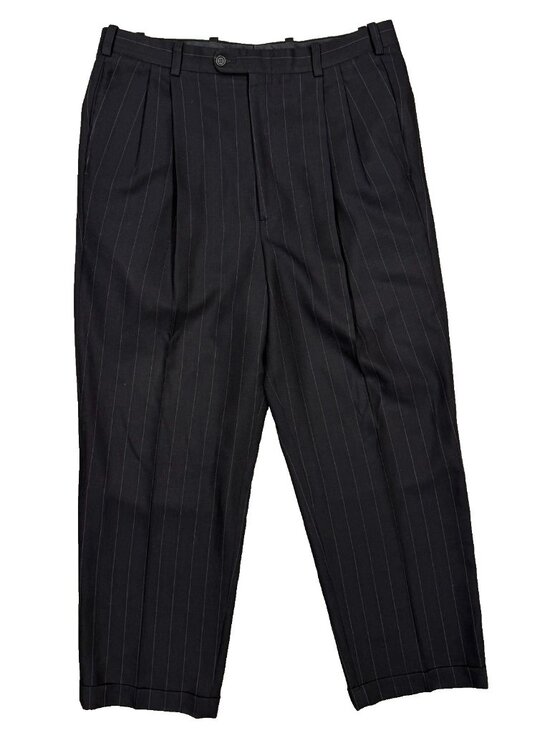 Coppley Other - Coppley Dress Pants Striped Wool Trousers High-Waisted Pleated Black 36x30